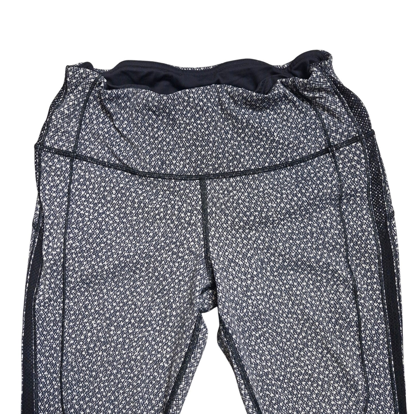 Lululemon Pace Rival Crop Splash White Black Mesh Panel Leggings 6