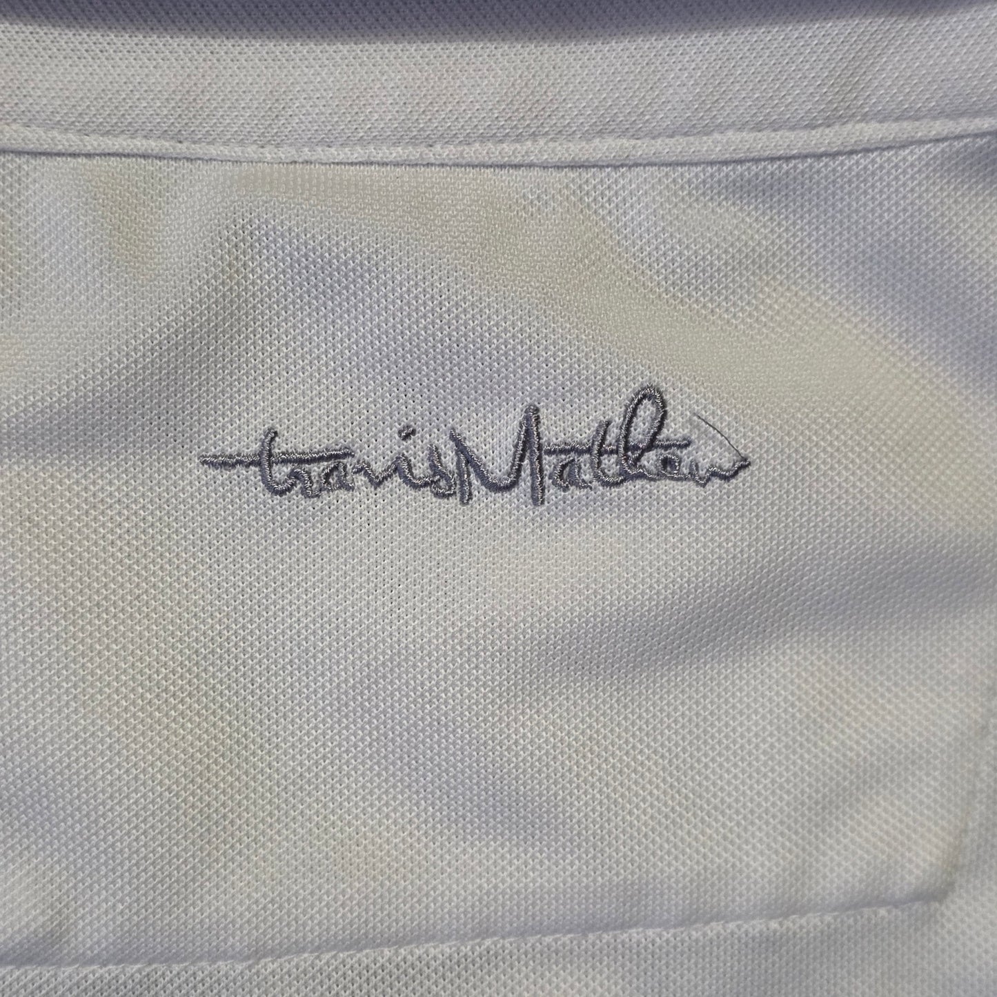 TravisMathew Short Sleeve Polo Shirt Men’s Small White Performance Golf Tee
