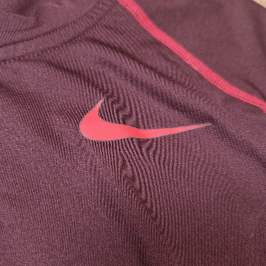 Nike Pro Combat Shirt Mens Large Maroon Dri Fit Fitted Lightweight Long sleeve