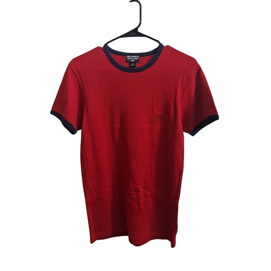 Polo Jeans Co. Ralph Lauren Red T-Shirt Men's M 100% Cotton Navy Trim