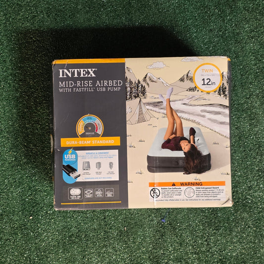 Intex Mid Rise 12" Air Mattress Twin with Internal USB Pump