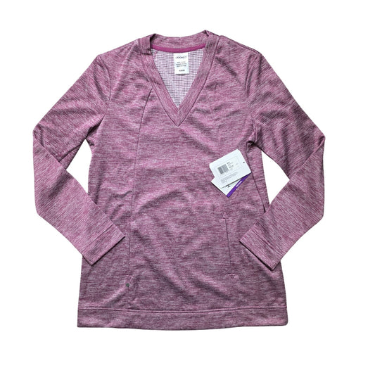 Jockey Active Thermal Sweater Women M Pink Long Sleeve Kangaroo Pocket NWT