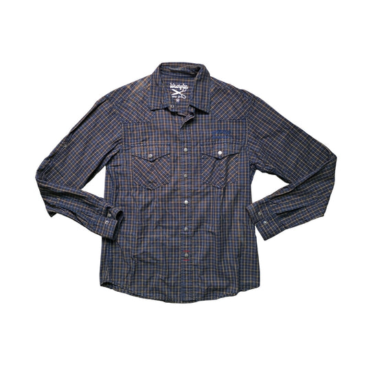 Wrangler Division 47 Checkered Long Sleeve Shirt Men M Casual Western
