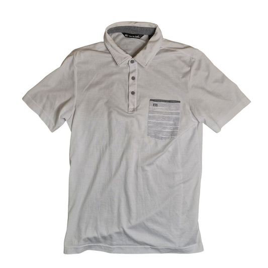 TRAVIS MATTHEW GOLF POLO SHIRT WHITE FRONT POCKET SIZE M