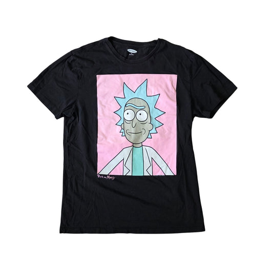 Old Navy Rick and Morty T-Shirt Men’s M Black Pink Graphic Cartoon Tee