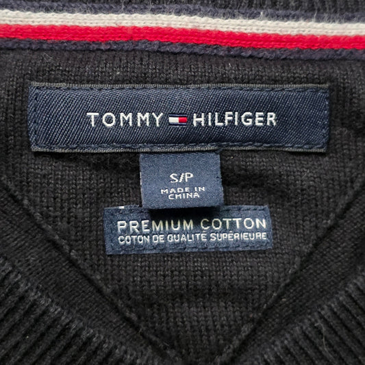 Tommy Hilfiger Pullover Sweatshirt Men S Black V-Neck Long Sleeve