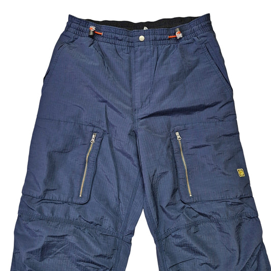 Y2K Vintage Navy Blue Cargo Windbreaker Pants Men’s Size M Baggy Nylon