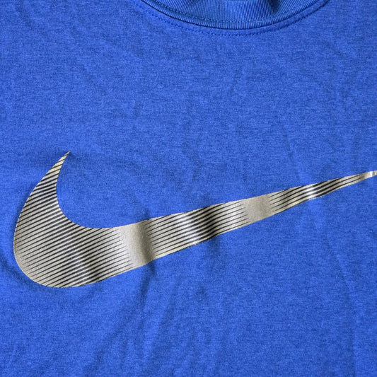Nike Swoosh Logo T-Shirt Men’s M Blue Cotton Short Sleeve Athletic Tee