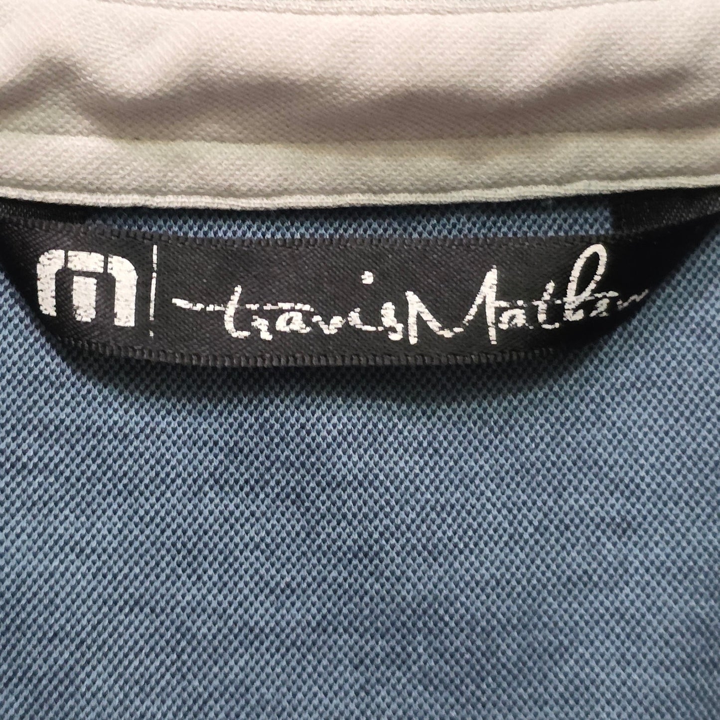 Travis Mathew Polo Shirt Men’s M Blue Gray Short Sleeve Pocket Casual Golf