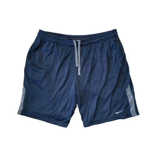 Nike Shorts Men’s L Blue Navy Fleece Dri Fit Gym Basketball Vintage Swoosh