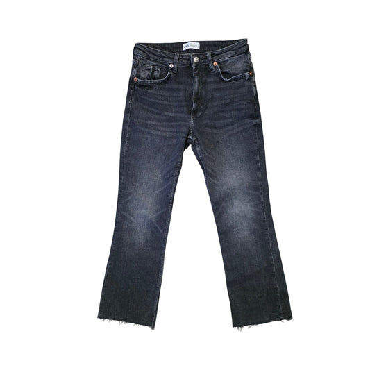Zara Straight Leg Jeans Womens 4 Washed Black Denim
