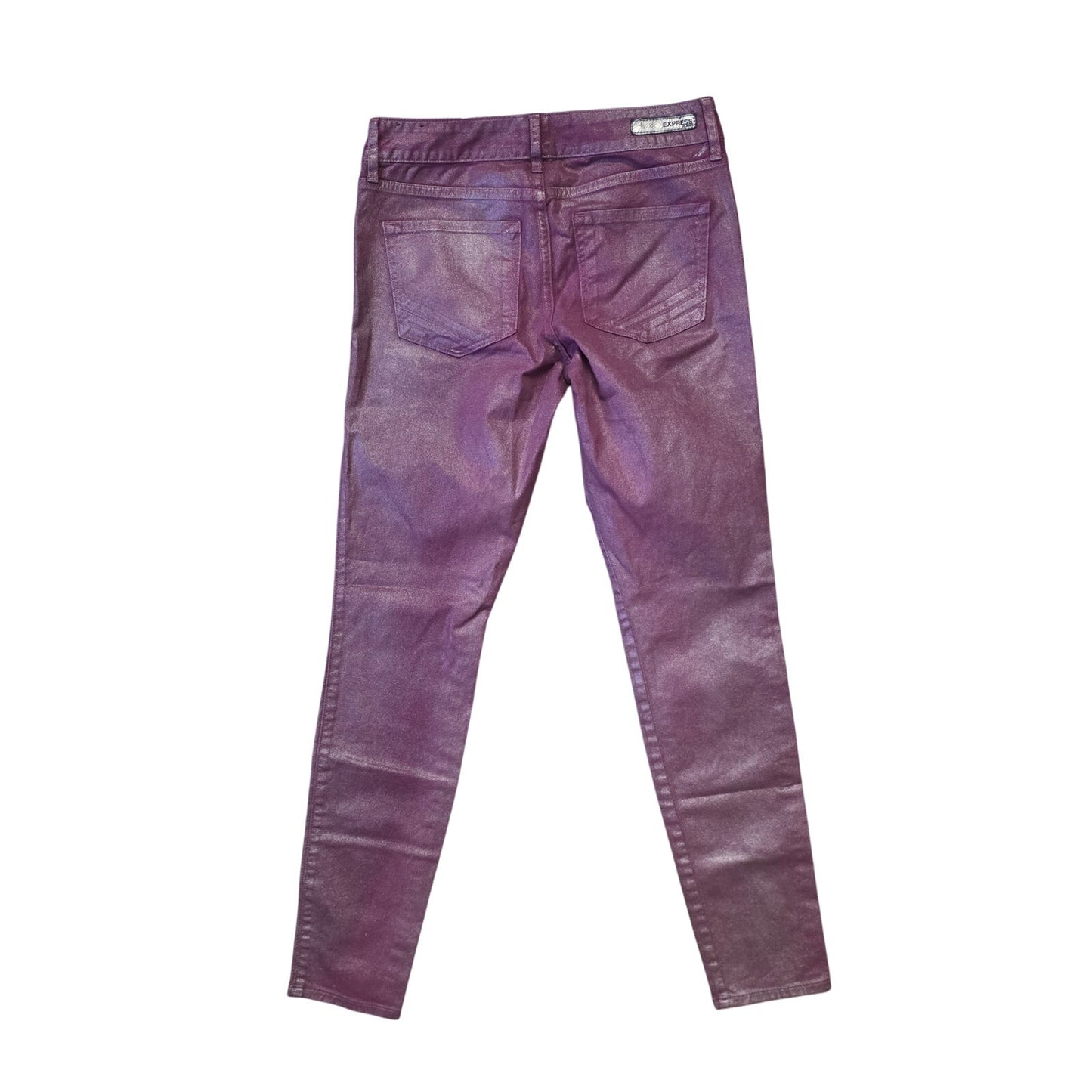 Express Stella Metallic Jeans Womens 4 Low Rise Coated Colored