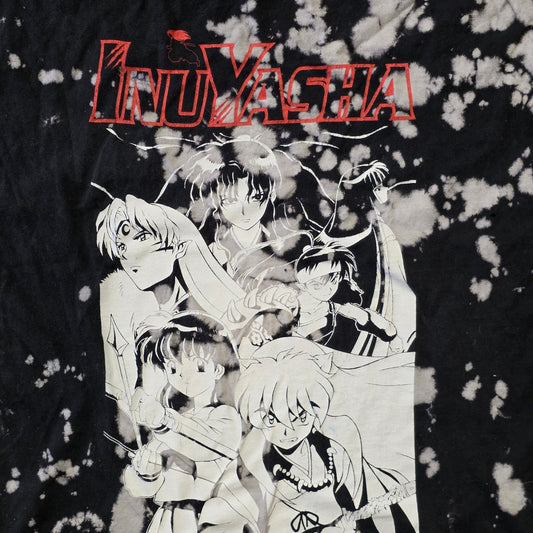 Inuyasha T-Shirt Men’s L Black Washed Anime Graphic Tee