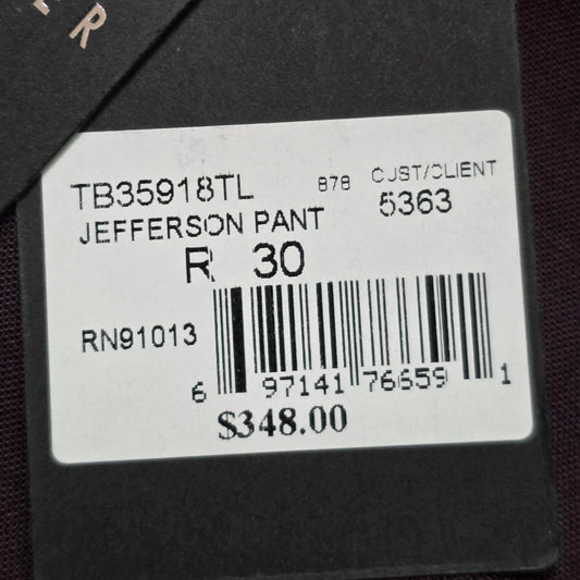 Ted Baker Jefferson Wool Dress Pants Men’s 30R Maroon Flat Front NWT