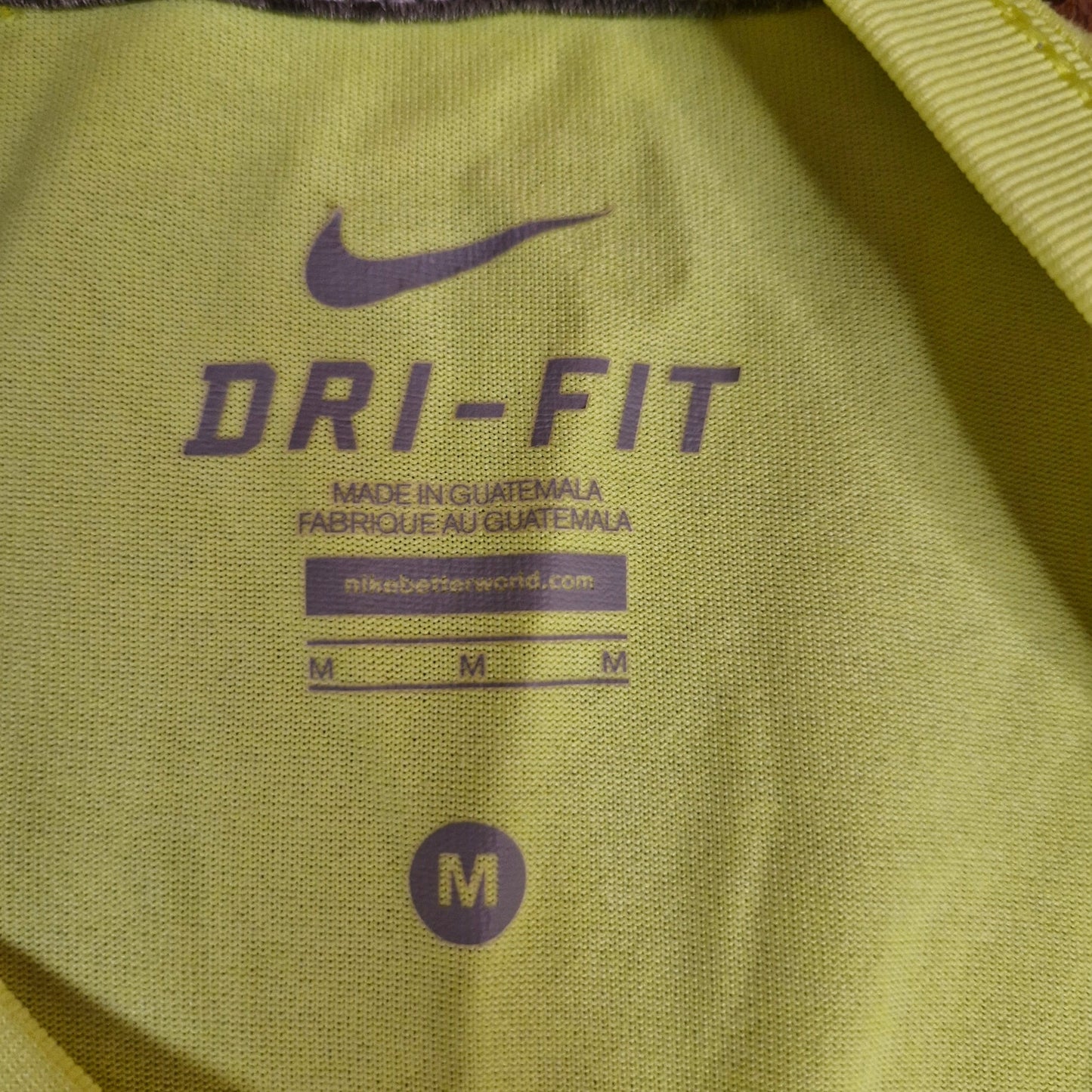 Nike Dri-Fit Running Mens Medium Neon Yellow Active Long Sleeve Tee 2014