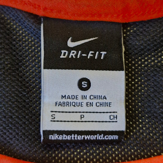 Nike Women’s Dri‑Fit Orange Black Mesh Long Sleeve Top Size Small Moisture‑Wicking Athletic Tee