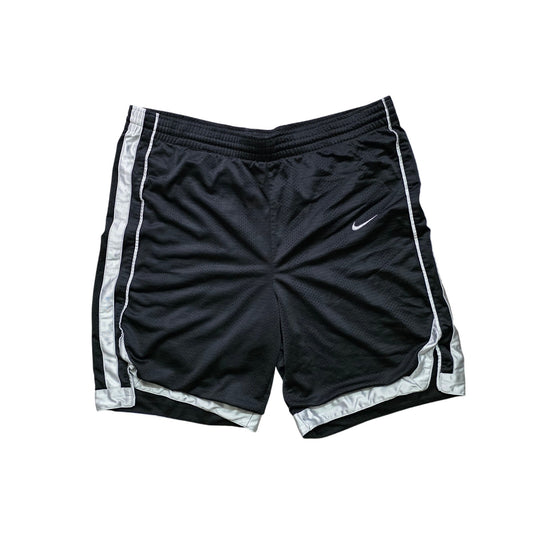 Nike Hoops Basketball Shorts Men’s L Black Silver Lined Baggie