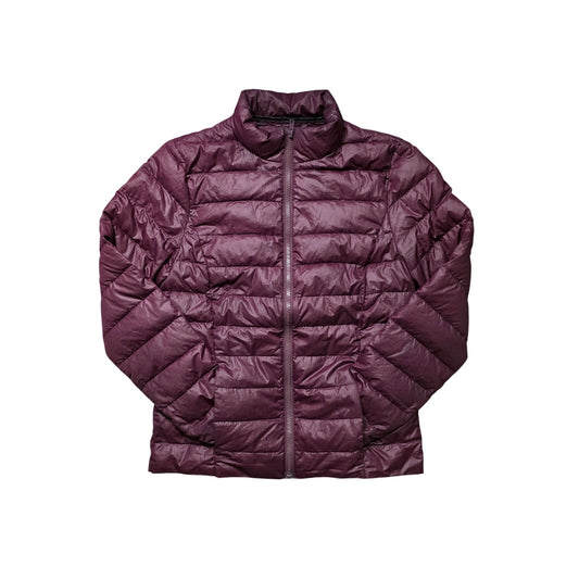H&M Down Puffer Jacket Women S Burgundy Lightweight Full Zip