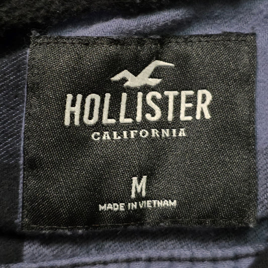 Hollister Shirt Men’s M Blue Check Flannel Cotton Long Sleeve Hooded