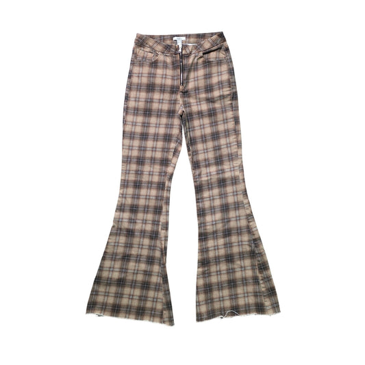 Forever 21 Plaid Bell Bottom Jeans Women’s 28 Brown Pink White High Waist