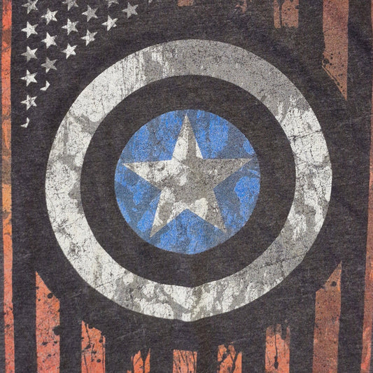 Captain America Men’s Large Gray Graphic Tee Marvel Short Sleeve Crew Neck