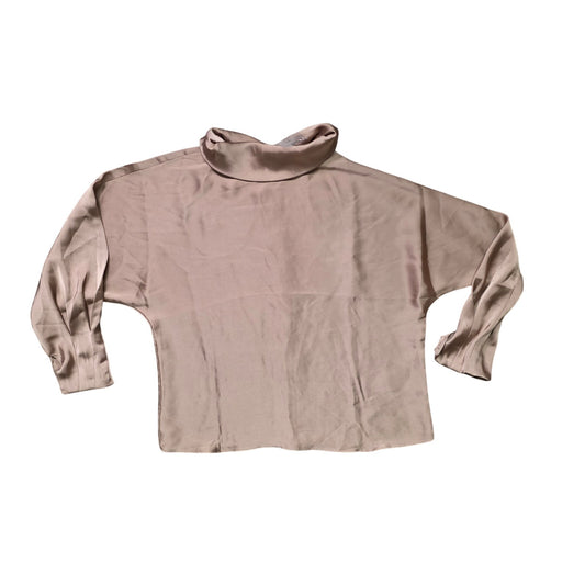 Express Silk Half Zip Top Women’s S Brown Long Sleeve