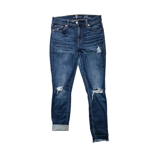7 For All Mankind Gwenevere Ankle Skinny Jeans Women’s 27 Distressed Denim