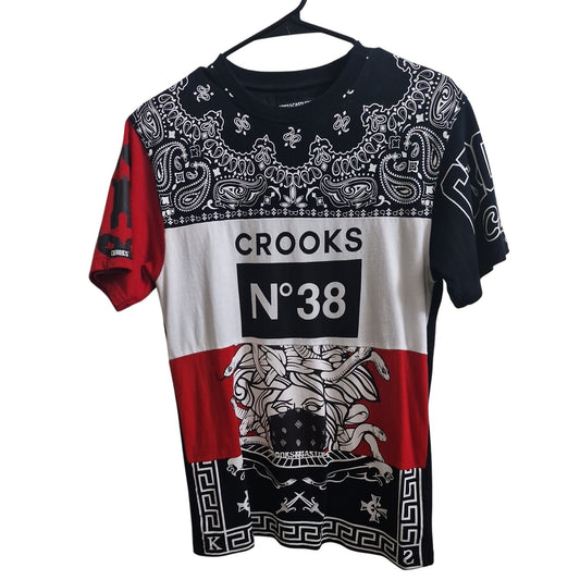 Crooks & Castles Men's Medusa bandana block color Graphic Tee T-Shirt