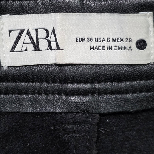 Zara Women’s Pants Size 6 Black Faux Leather Wide Leg