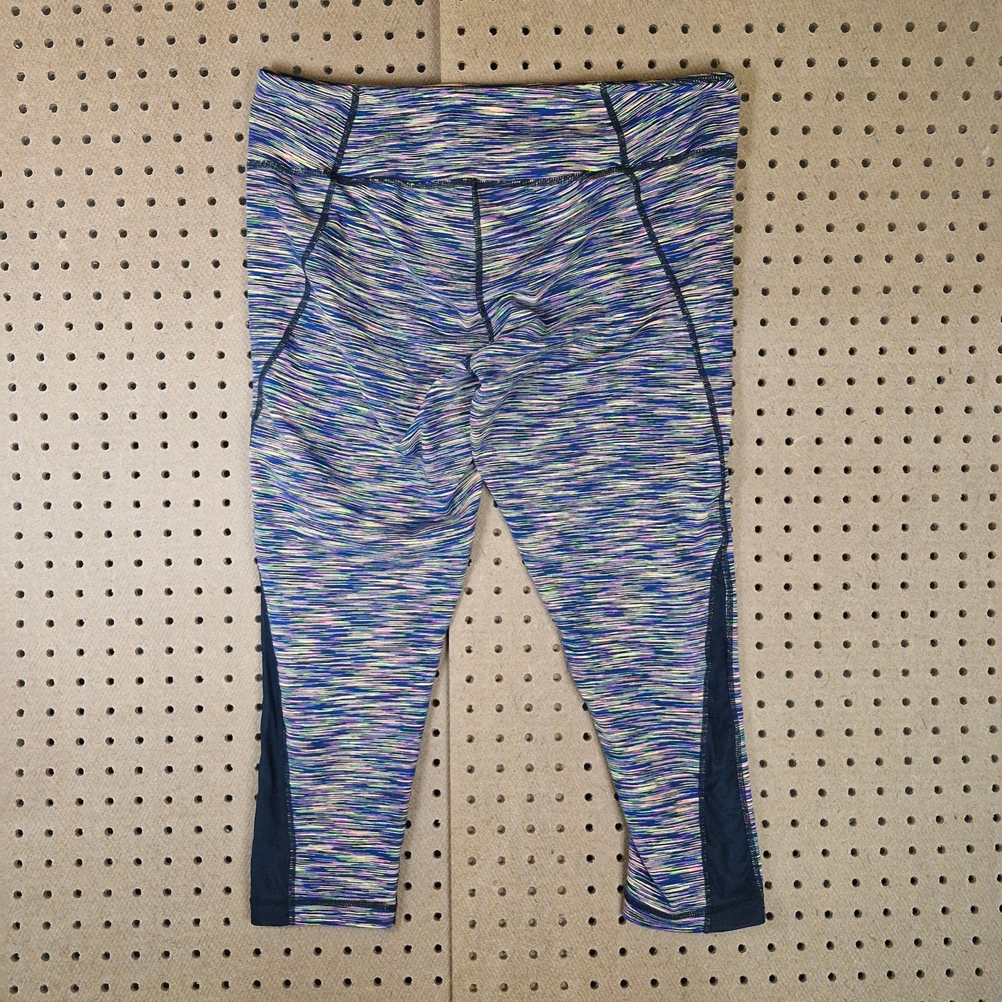 ZELLA Size L Womens Multicolor Melange Stretch Athletic Cropped Leggings 042