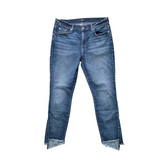 7 For All Mankind Gwen Tulip Fray Hem Jeans Women’s 31 Blue Denim Ankle