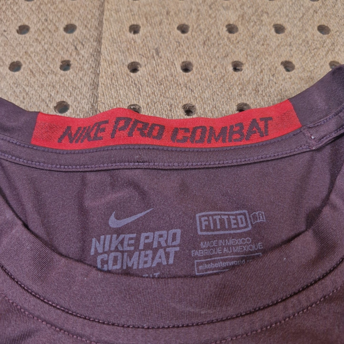 Nike Pro Combat Shirt Mens Large Maroon Dri Fit Fitted Lightweight Long sleeve