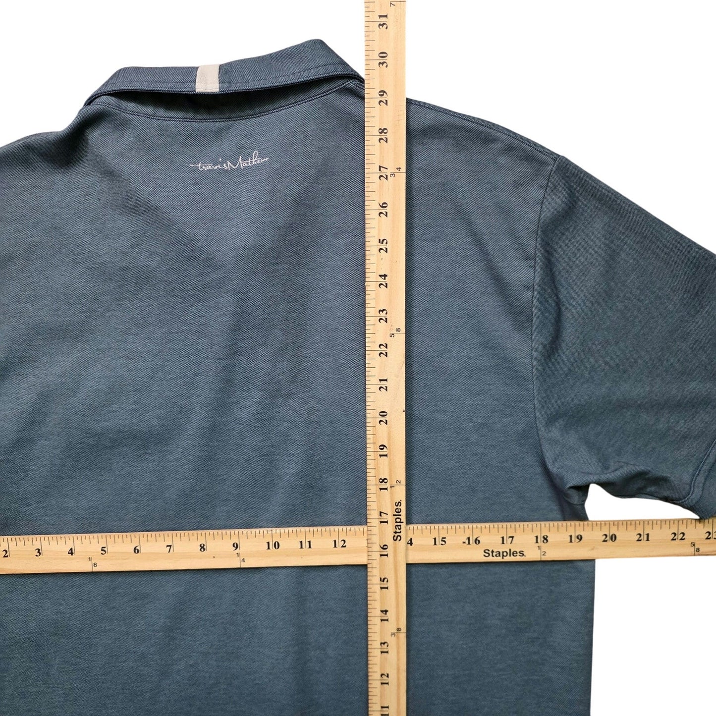 Travis Mathew Polo Shirt Men’s M Blue Gray Short Sleeve Pocket Casual Golf