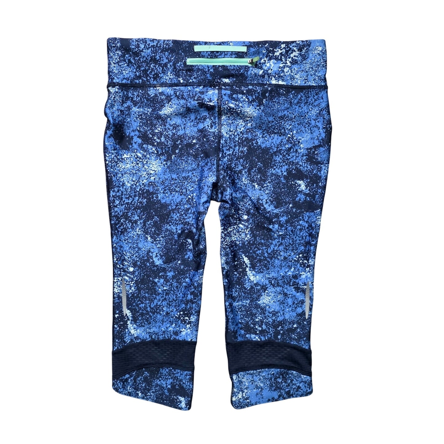 Under Armour Capri Leggings Women M Blue Splatter Print Zipper Pocket