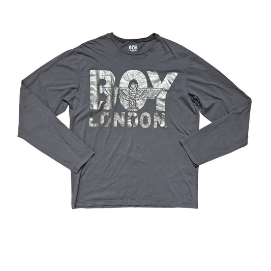 BOY LONDON Men’s Long Sleeve Shirt Size L Metallic Logo Graphic Streetwear