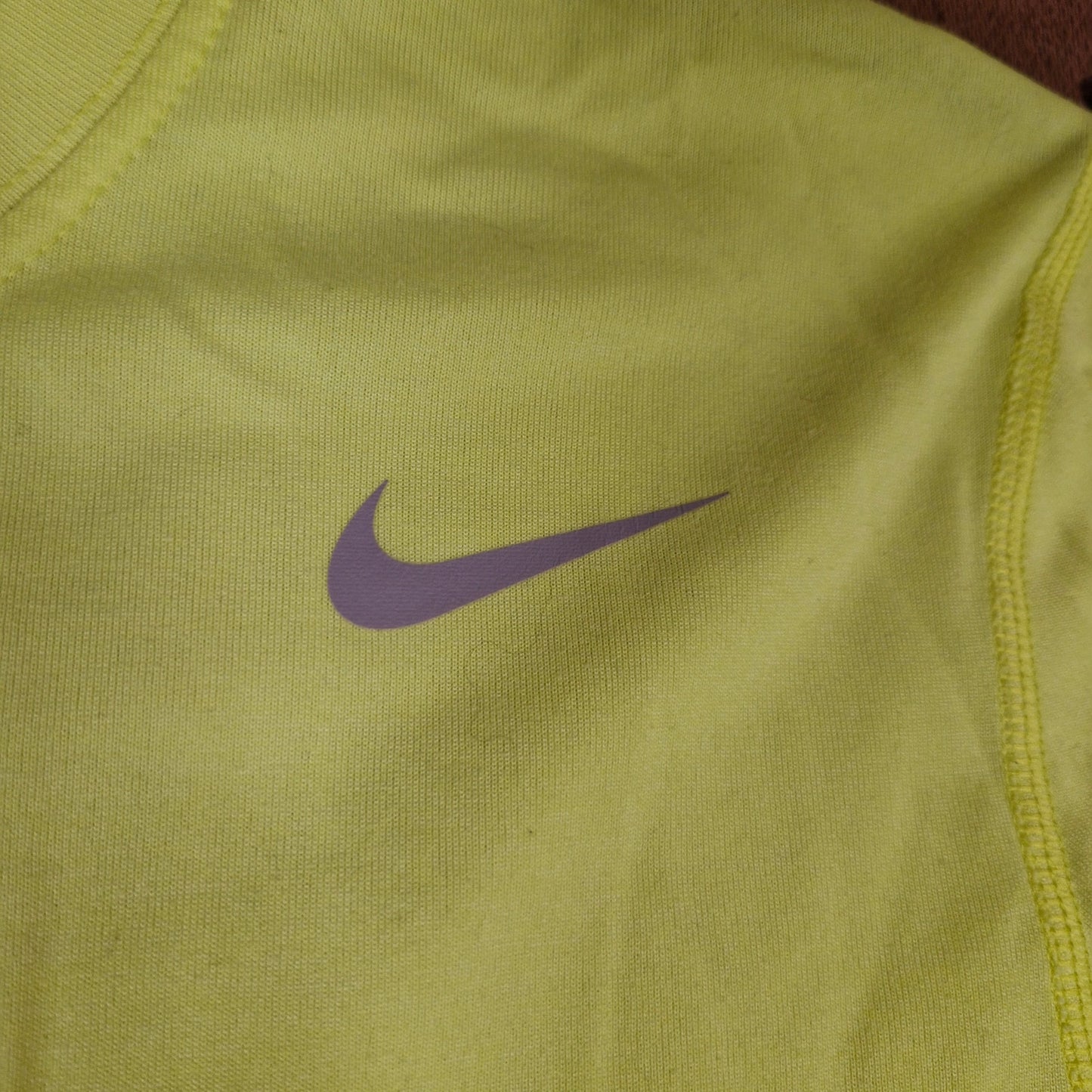 Nike Dri-Fit Running Mens Medium Neon Yellow Active Long Sleeve Tee 2014
