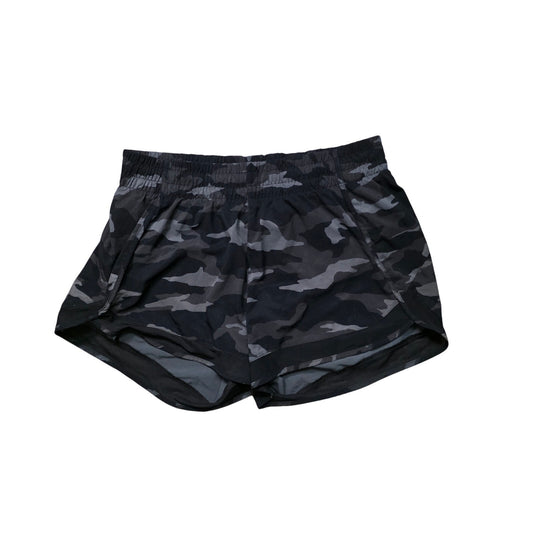 Athleta Run Shorts Women’s M Black Camo Mesh Active Gym Athletic