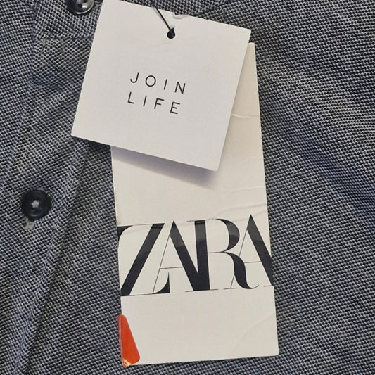 Zara Dress Shirt Men’s L Gray Slim Fit Collared Long Sleeve