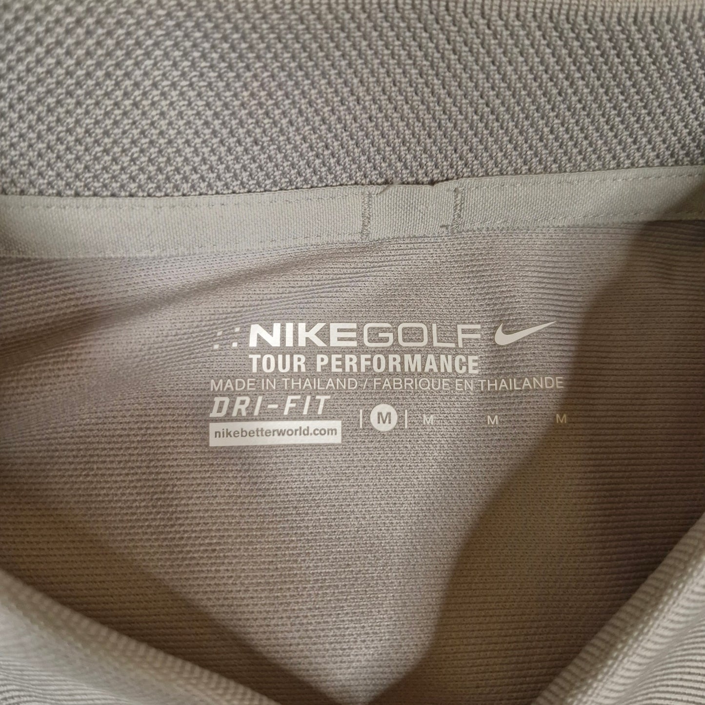 Nike Golf Tour Performance Polo Shirt Men’s Medium Gray Dri-Fit Swoosh Logo