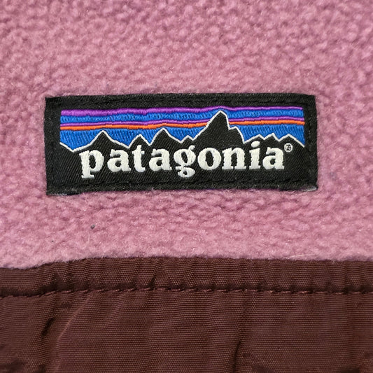 Patagonia Fleece 1/4 Button Up Girls L Navy Blue Pink Pullover