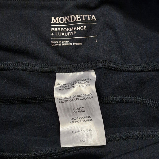 Mondetta Brushed Jacquard Leggings Women’s Size L Black with Side Zip Pockets