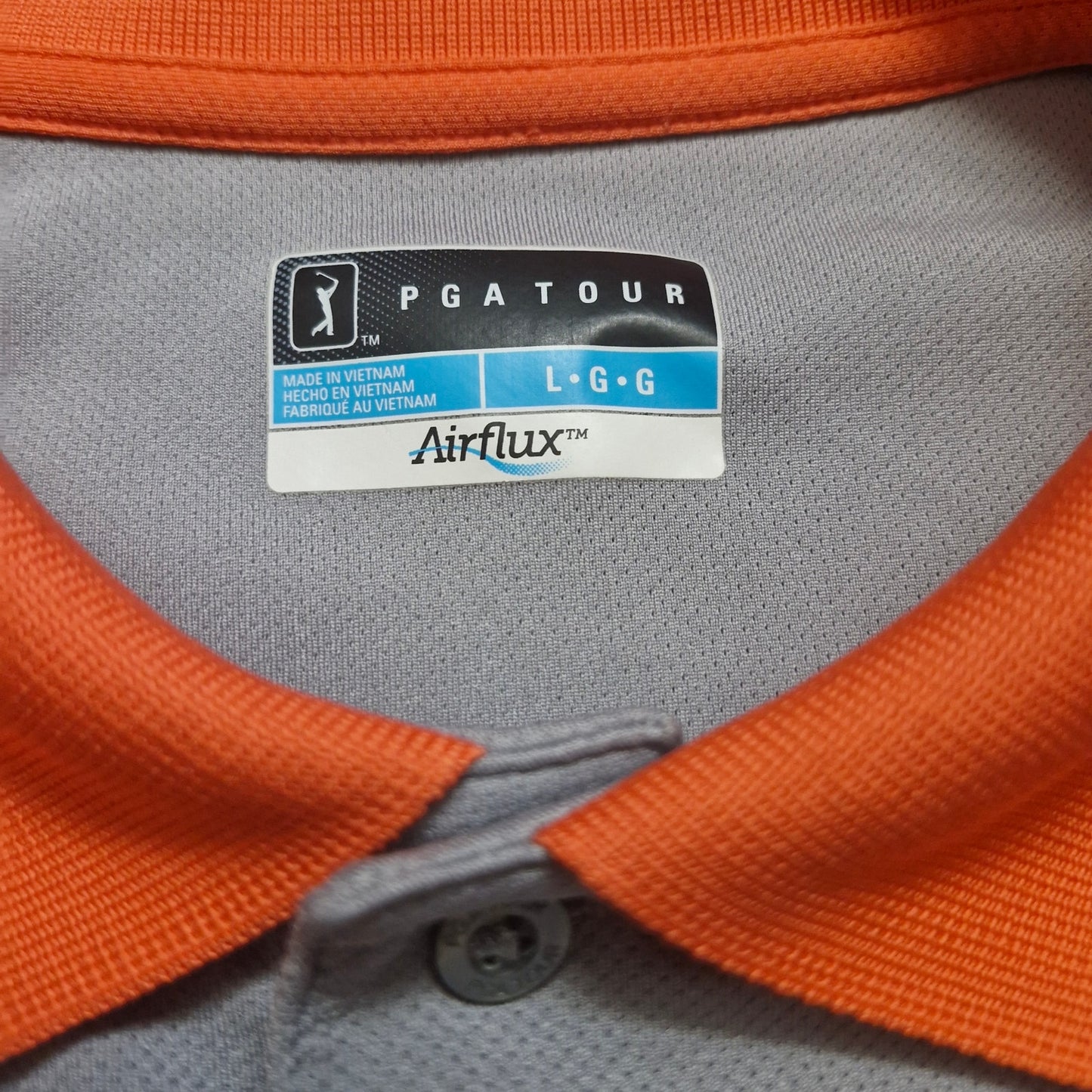 PGA Tour Airflux Golf Polo Shirt Men’s Size Large Orange Short Sleeve Performance