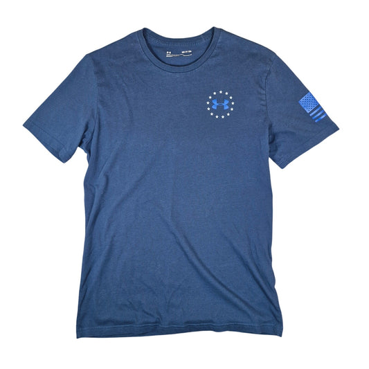 Under Armour Freedom T Shirt Adult Small Gray Cotton USA Graphic Tee