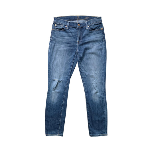 7 For All Mankind Cropped Gwenevere Jeans Women’s 27 Blue Denim Skinny