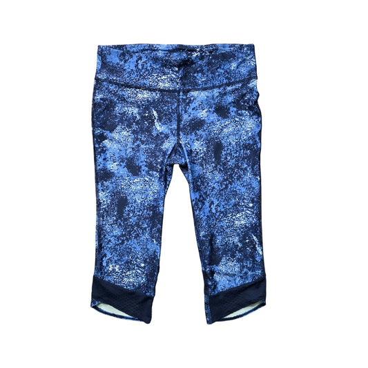Under Armour Capri Leggings Women M Blue Splatter Print Zipper Pocket