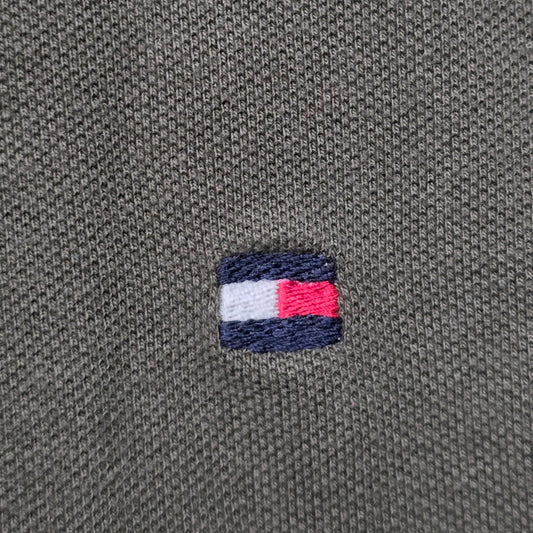 Tommy Hilfiger Polo Shirt Men L Olive Green Stretch Regular Fit Casual