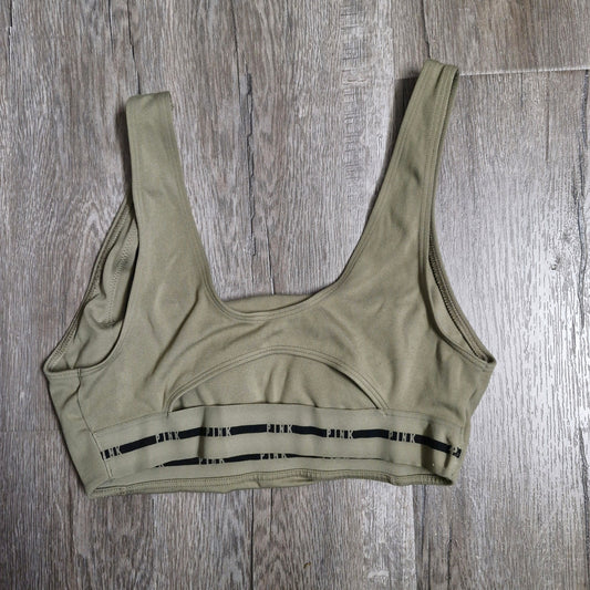 Pink Active Sports Bra Medium Olive Green Square Neck Light Padding