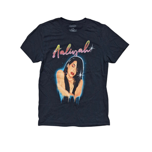 Aaliyah T-Shirt Adult Medium Black Graphic Short Sleeve