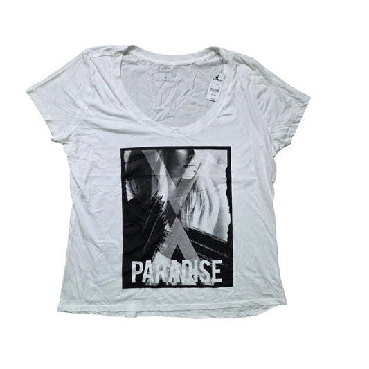 Express Paradise Graphic T-Shirt Women XL White Casual NWT