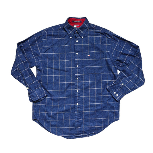 Vintage Tommy Hilfiger Long Sleeve Button-Up Shirt Men’s Blue Size M